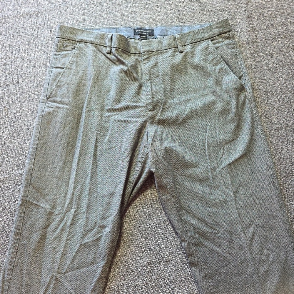 Banana Republic Men's‎ Kentfield Pants Heather Grey Cotton Size 36 x 32